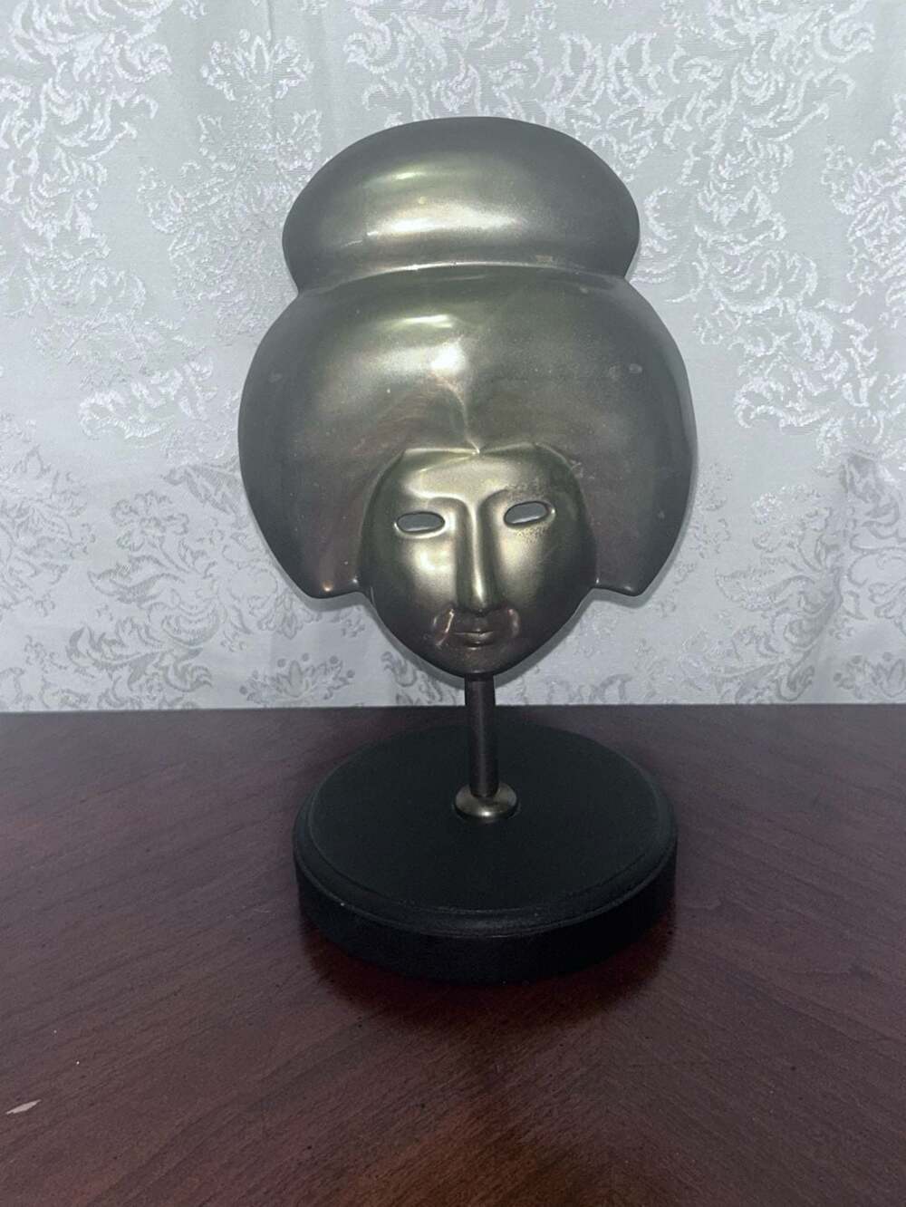 A Pair Mid 20th Century Asian Style Brass Sculptures Art Plagues on Wood Base